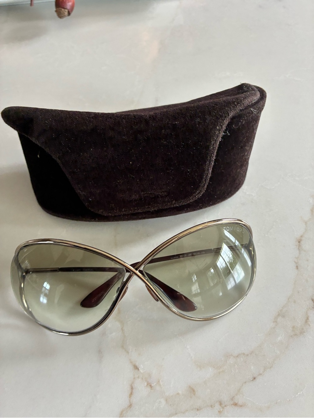 Tom Ford TF 130 36F Gold-Tone Frame Sunglasses with Brown Gradient Lenses